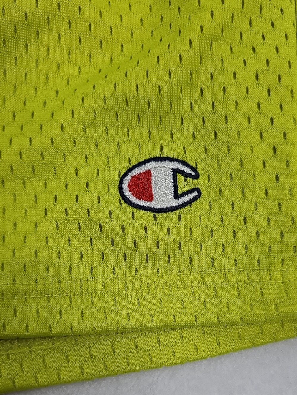 Champion Authentic Mesh Athletic Shorts Lime Green Neon Yellow Mens Small 7791 - Picture 2 of 5
